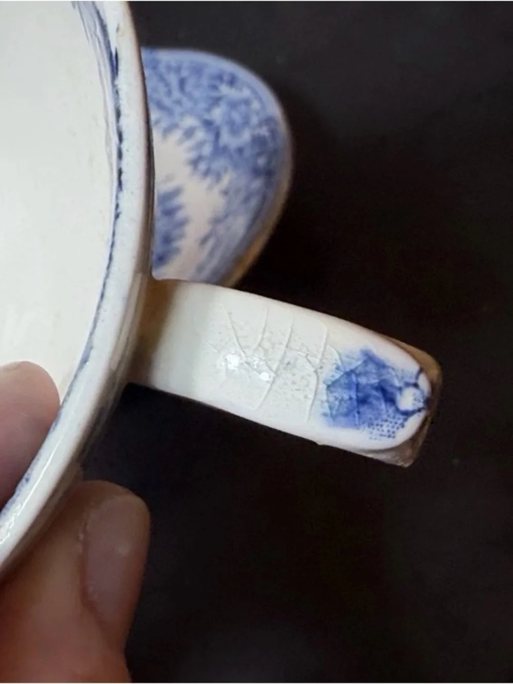 Vintage 1950s Salem English Village Blue Transferware Teacup & Saucer England